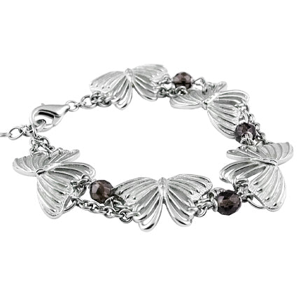 Butterfly Pendant Necklace Sterling Silver Crystal Accents