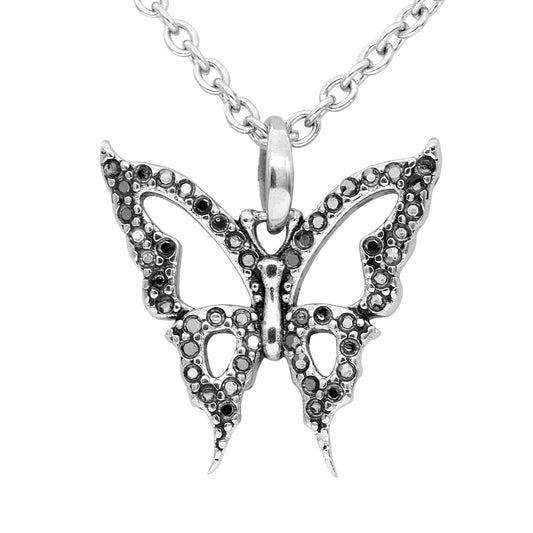 Collier Pendentif Papillon en Cristal Argent Scintillant Délicat