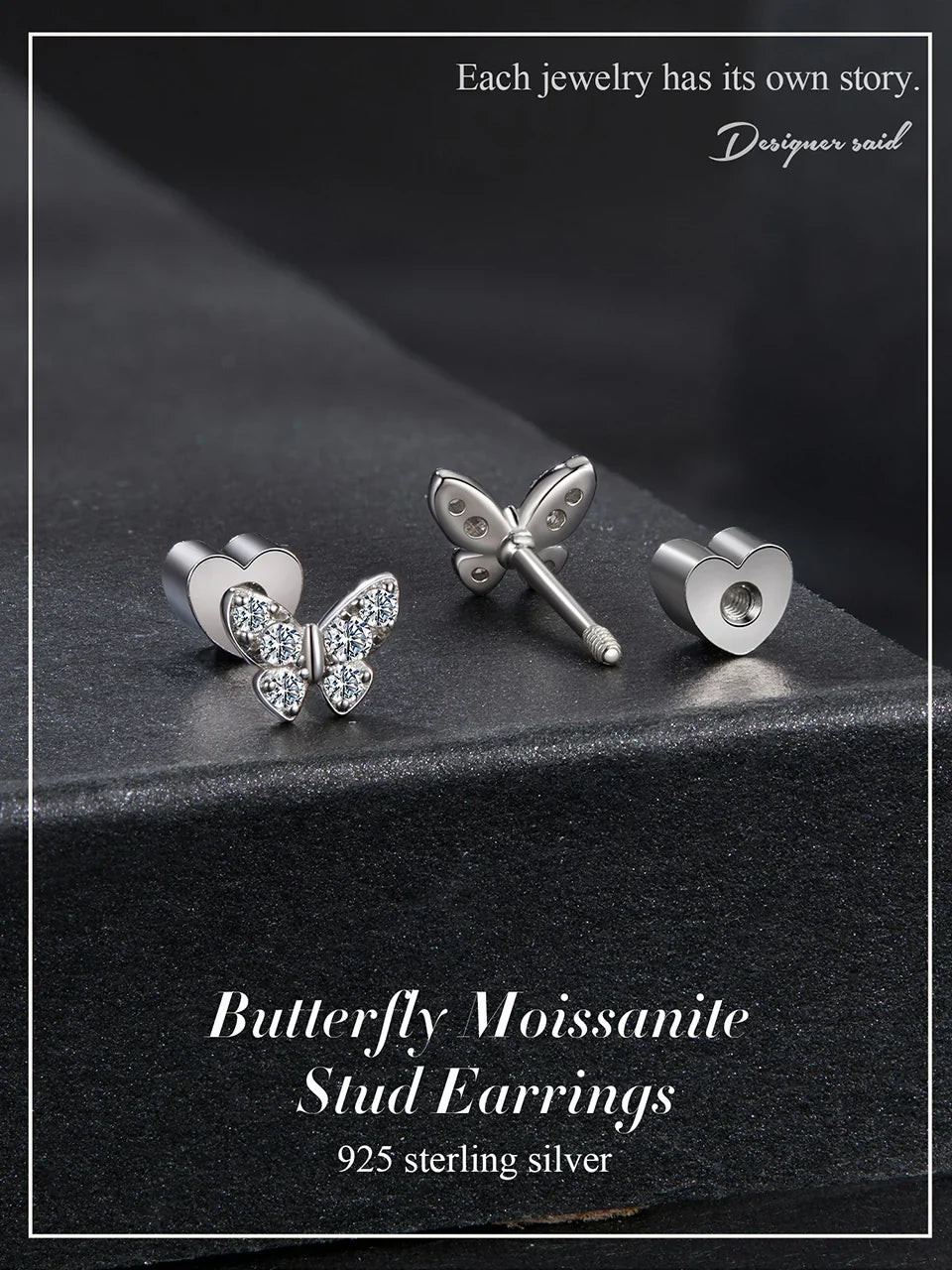 Moissanit Schmetterling Kleeblatt Ohrstecker 925er Silber Diamantschliff Hochzeitsgeschenk