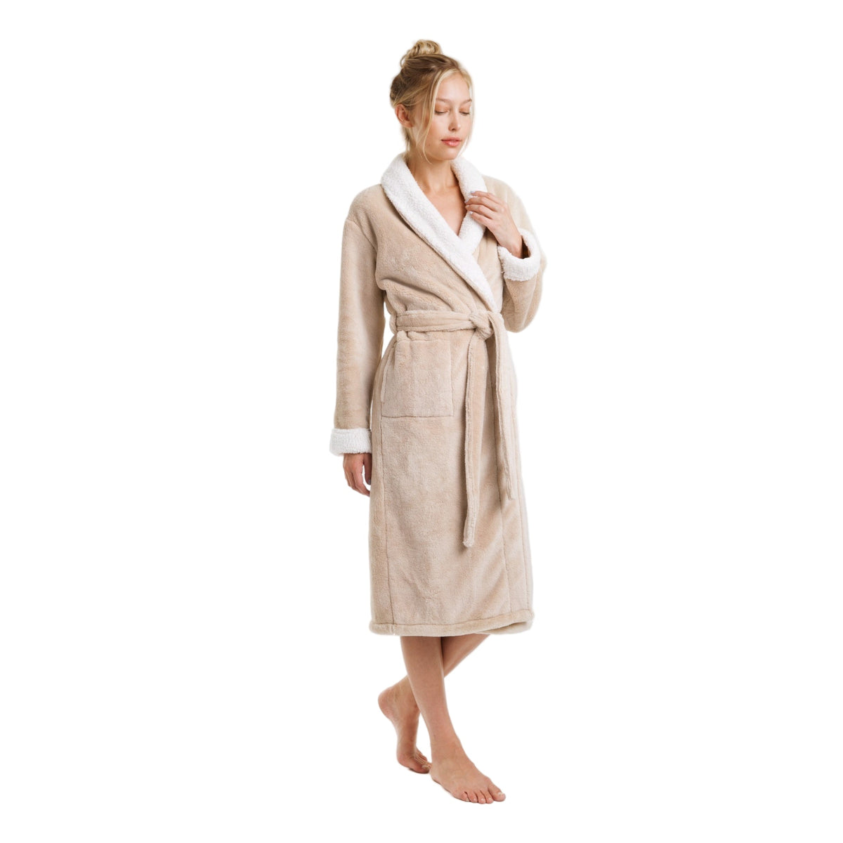 Wolkenweicher Sherpa-Fleece-Bademantel