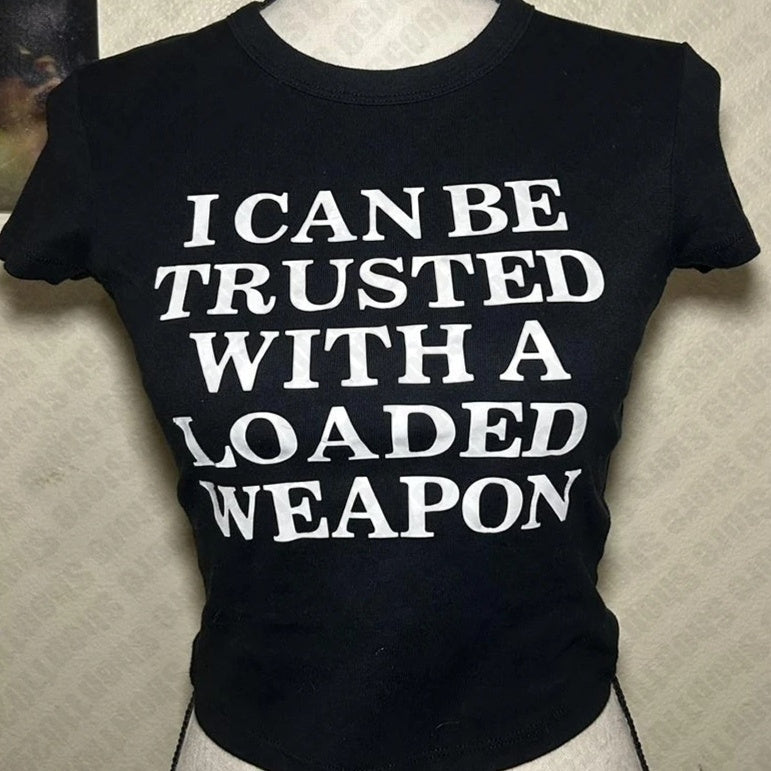 Sexy And Fashionable Women's Short Figure-hugging Crop Top With Letter Print