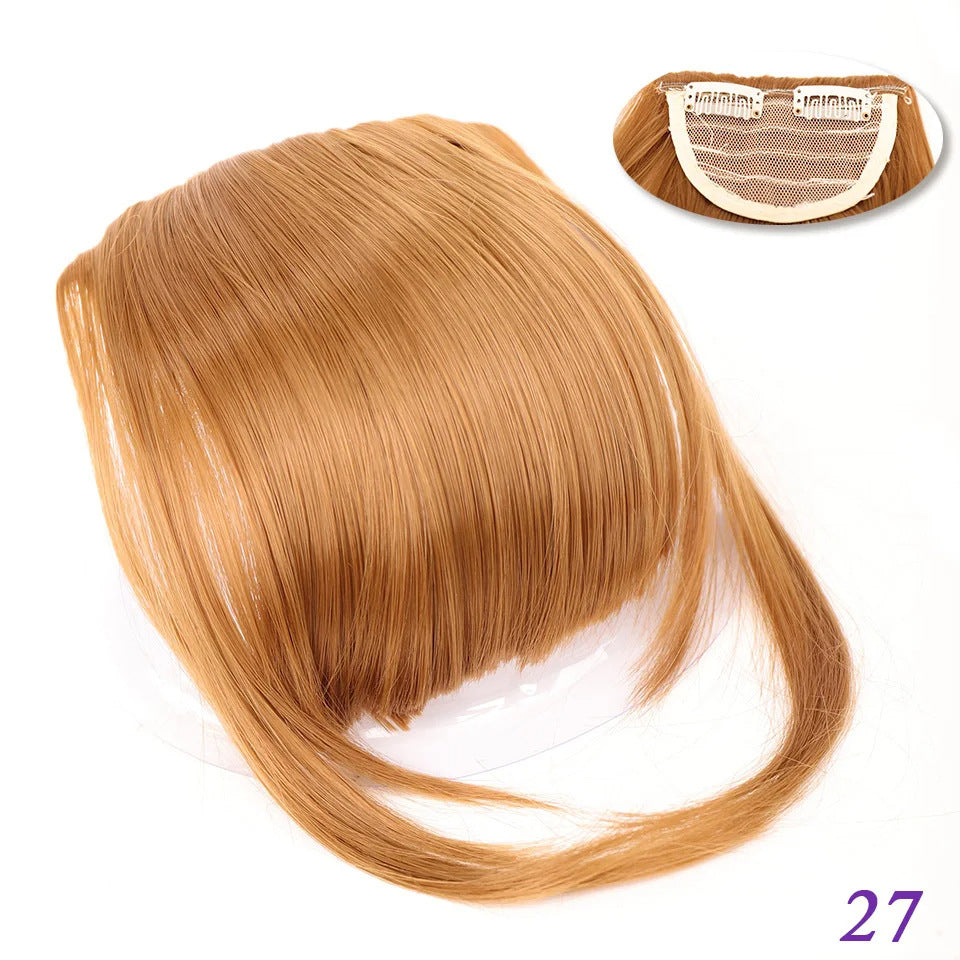 Womens Side-swept Bangs With Hair Clips Synthetic European And American-style Wig With Side Bangs