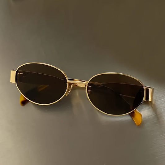 Vintage Oval Sunglasses – Light Luxury Gold & Silver Frame