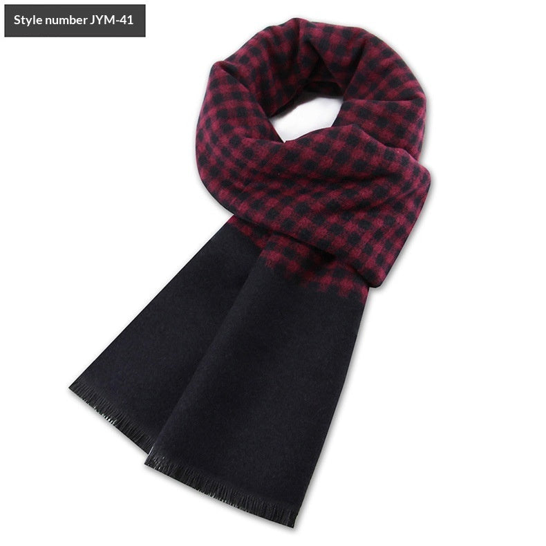 Mens Wool-Blend Plaid Scarf Winter Warmth & Extra Thickness