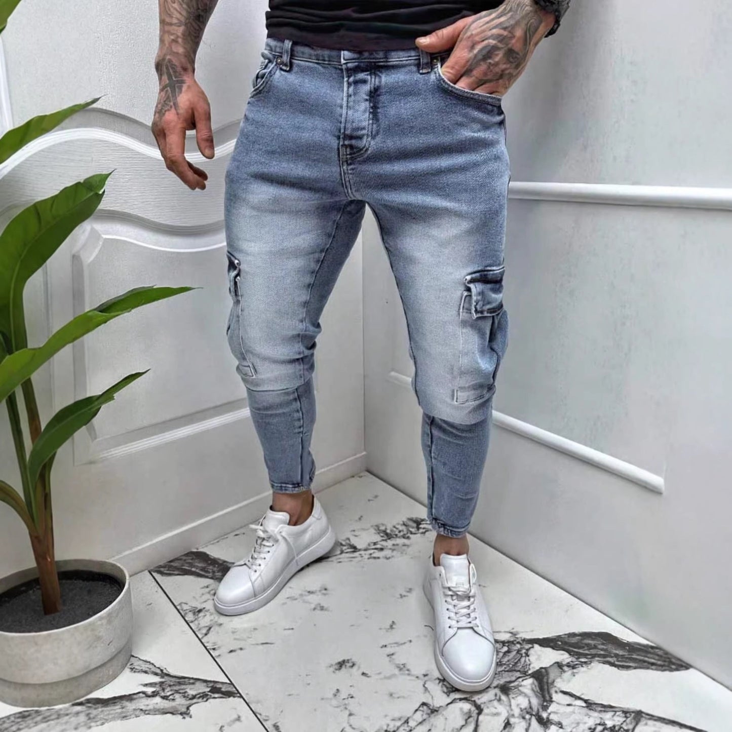 Fashionable Leopard-print Trendy Comfortable Denim Jeans