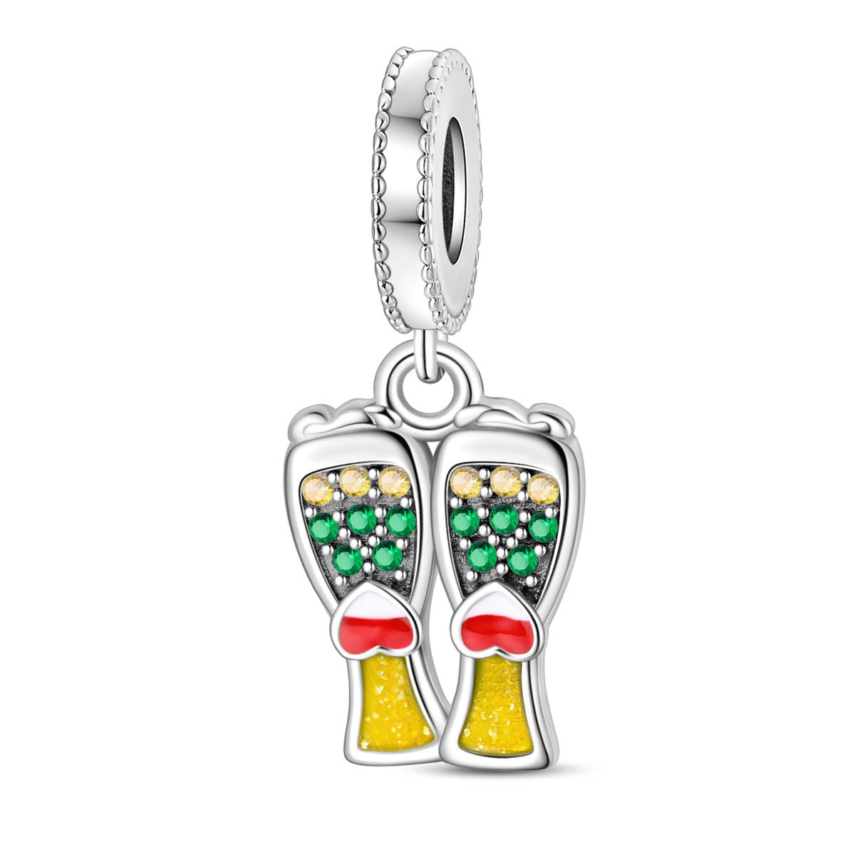 Festive-themed Beer Glass And Wine Glass Pendant Bead Bracelet Accessories