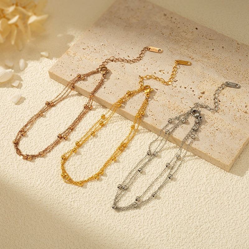 Fashionable And Minimalist Multi-layer Metal Bead Anklet