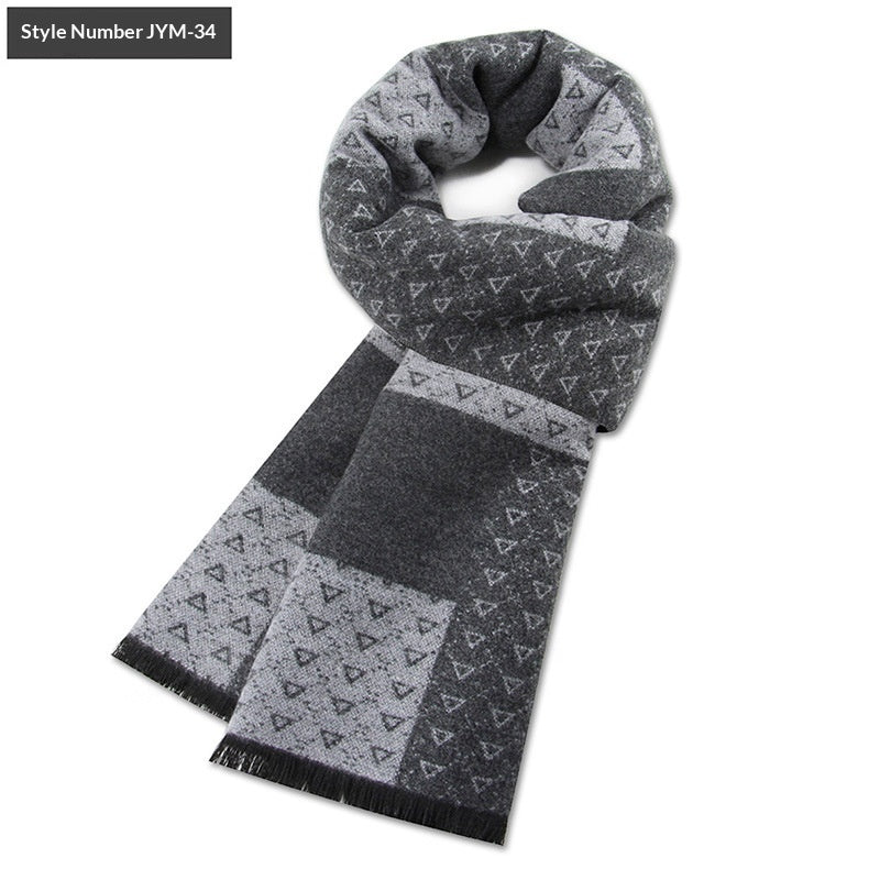 Mens Wool-Blend Plaid Scarf Winter Warmth & Extra Thickness
