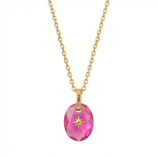 Vintage-style Natural Stone Twelve Zodiac Birthstone Star Pendant Titanium Steel Necklace