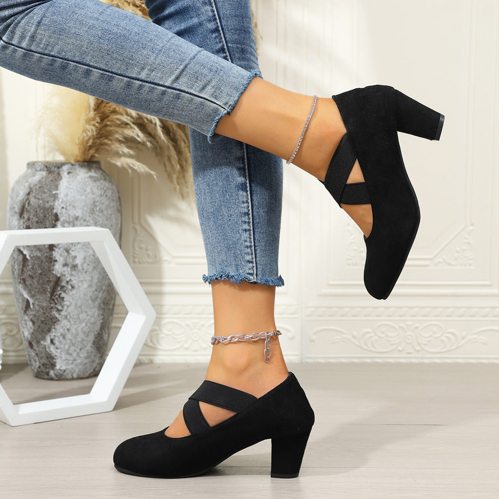Arrival French-style Elegant Chunky-heel Large-size Pumps For Women