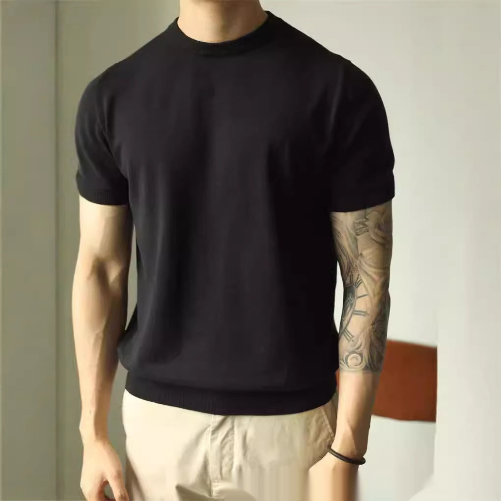 Men's Small Turtleneck Slim-fit Short Sleeve Cool Feeling