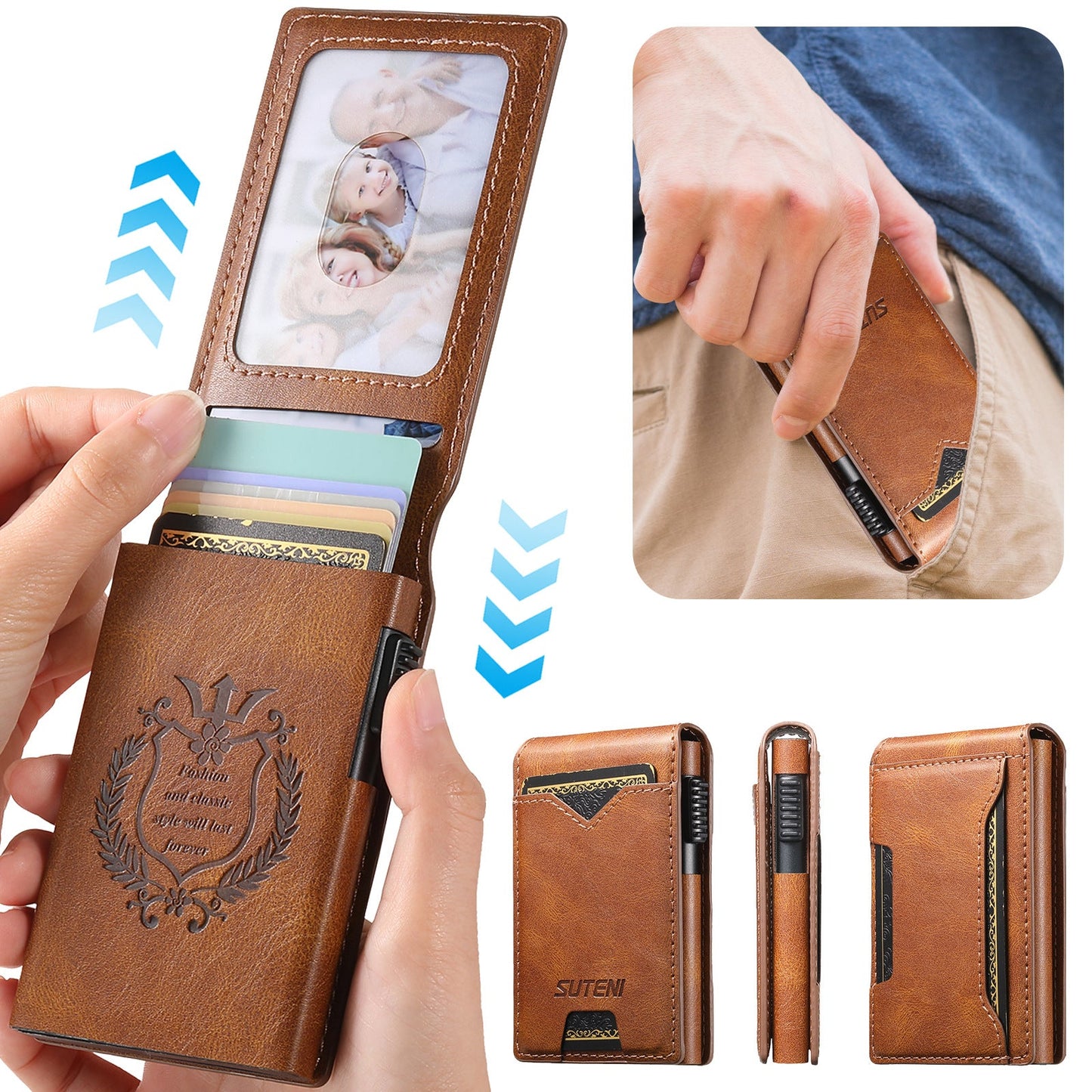 Oil-wax Grain Glossy Full-wrap Leather Card Holder