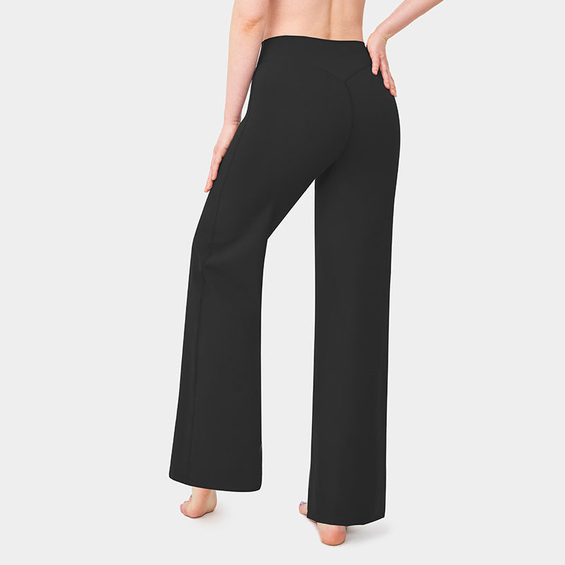Loose Straight-leg Yoga Pants That Create A Slimming High-waisted Look