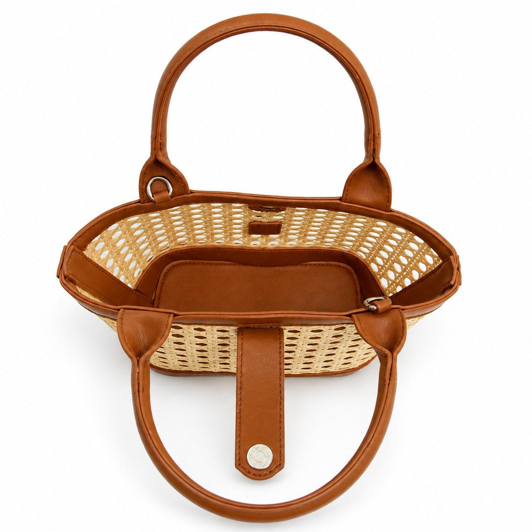 Handwoven Rattan Hollowed-Out Holiday Handbag