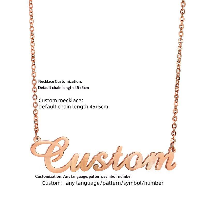 Stainless Steel Name Necklace Electroplated With Real Gold In English