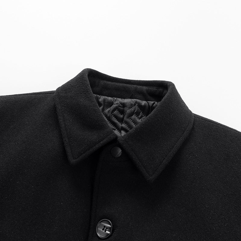 Lapel New Middle-aged Men Coat Woolen Coat