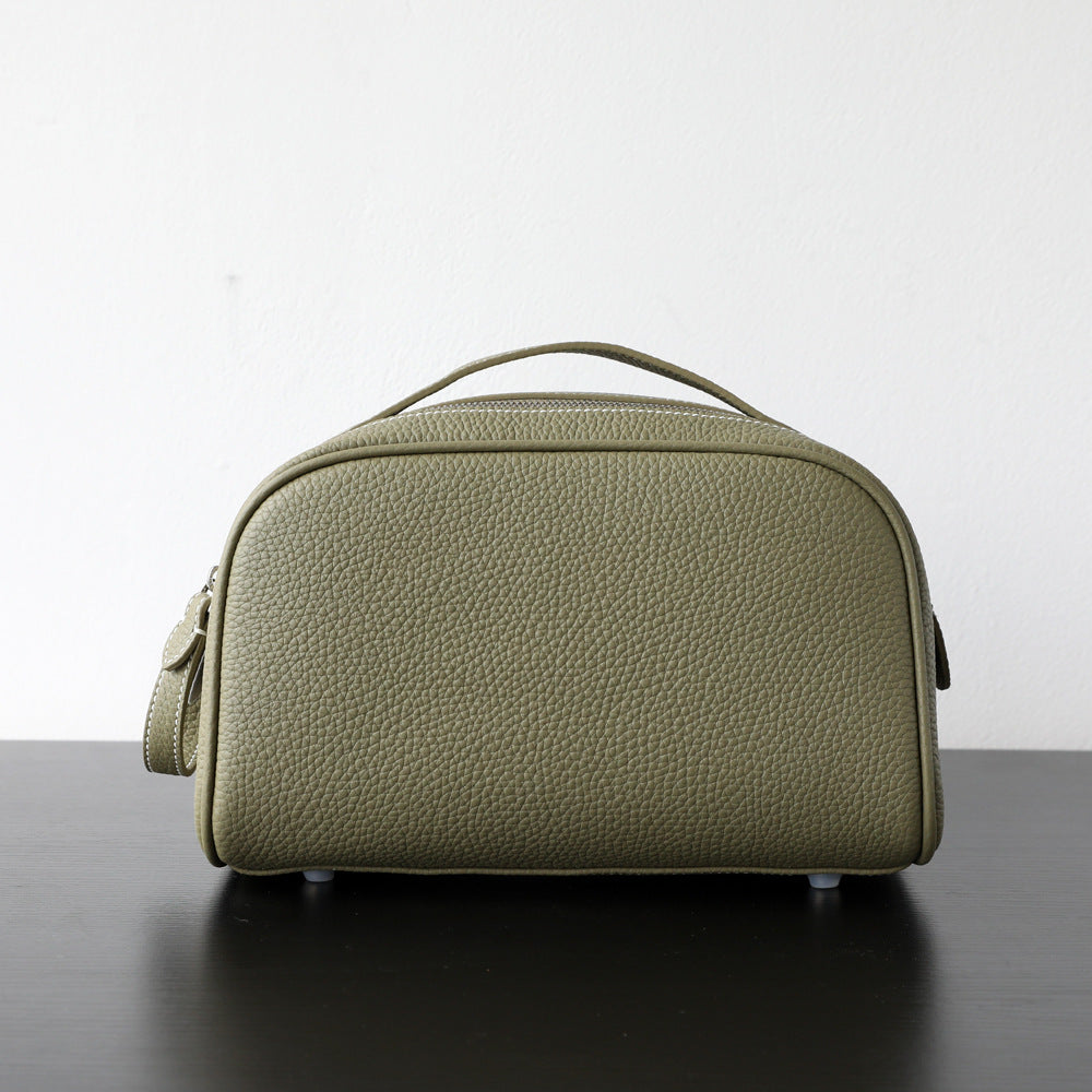 New Arrival Genuine Leather Portable Travel Toiletry Bag, Womens Cosmetic Case