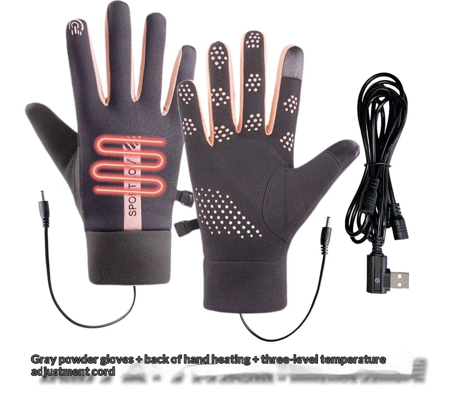 Outdoor Waterproof USB Three-Setting Temperature-Controlled Heated Gloves