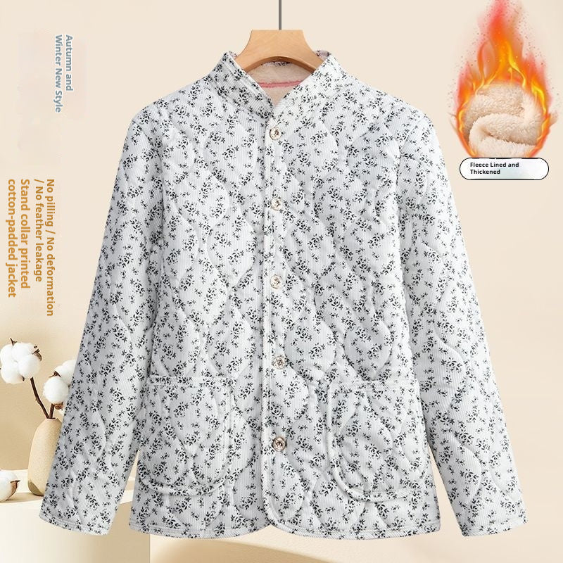 Moms Fashionable Floral Warm Padded Cotton Jacket