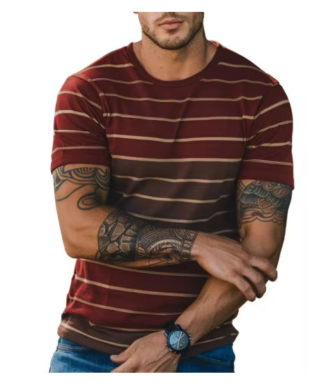 Men's Fashion Striped Casual Short-Sleeve