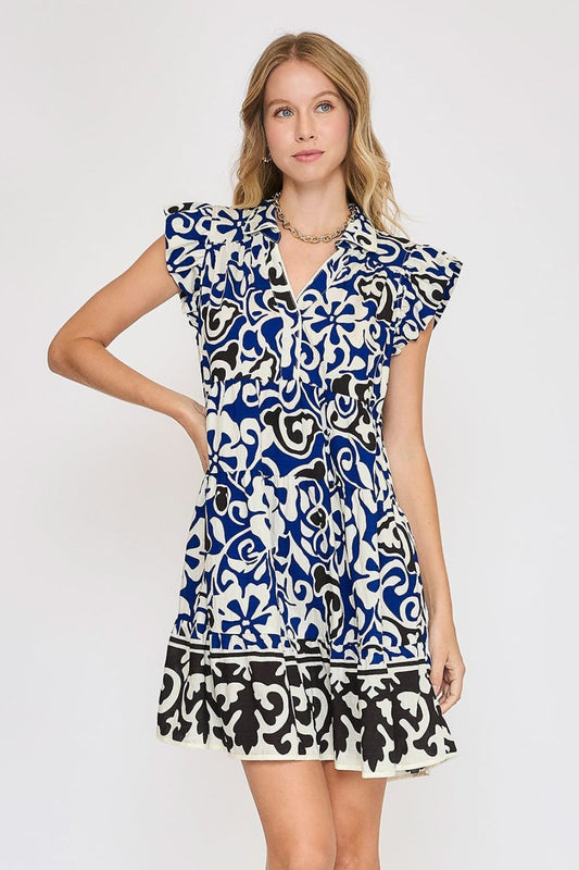 Floral Ruffled Cap Sleeve Tiered Dress For Women – Feminine Floral Print Dress with Ruffled Cap Sleeves and Playful Tiered Design
