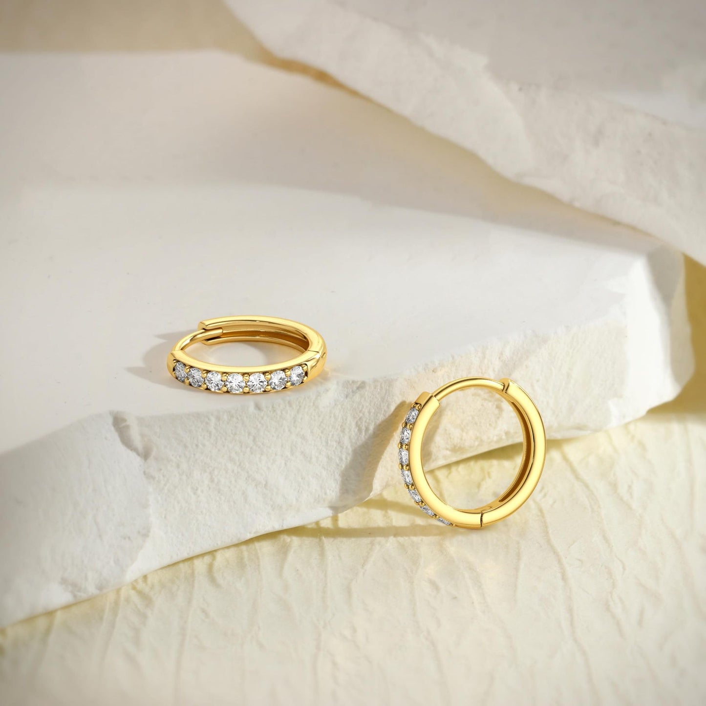 Womens Brass Earrings Set With Silver Needles And Real Gold Plating