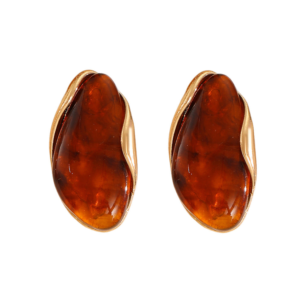 Vintage Coffee-colored Electroplated Earring And Ring Set Jewelry