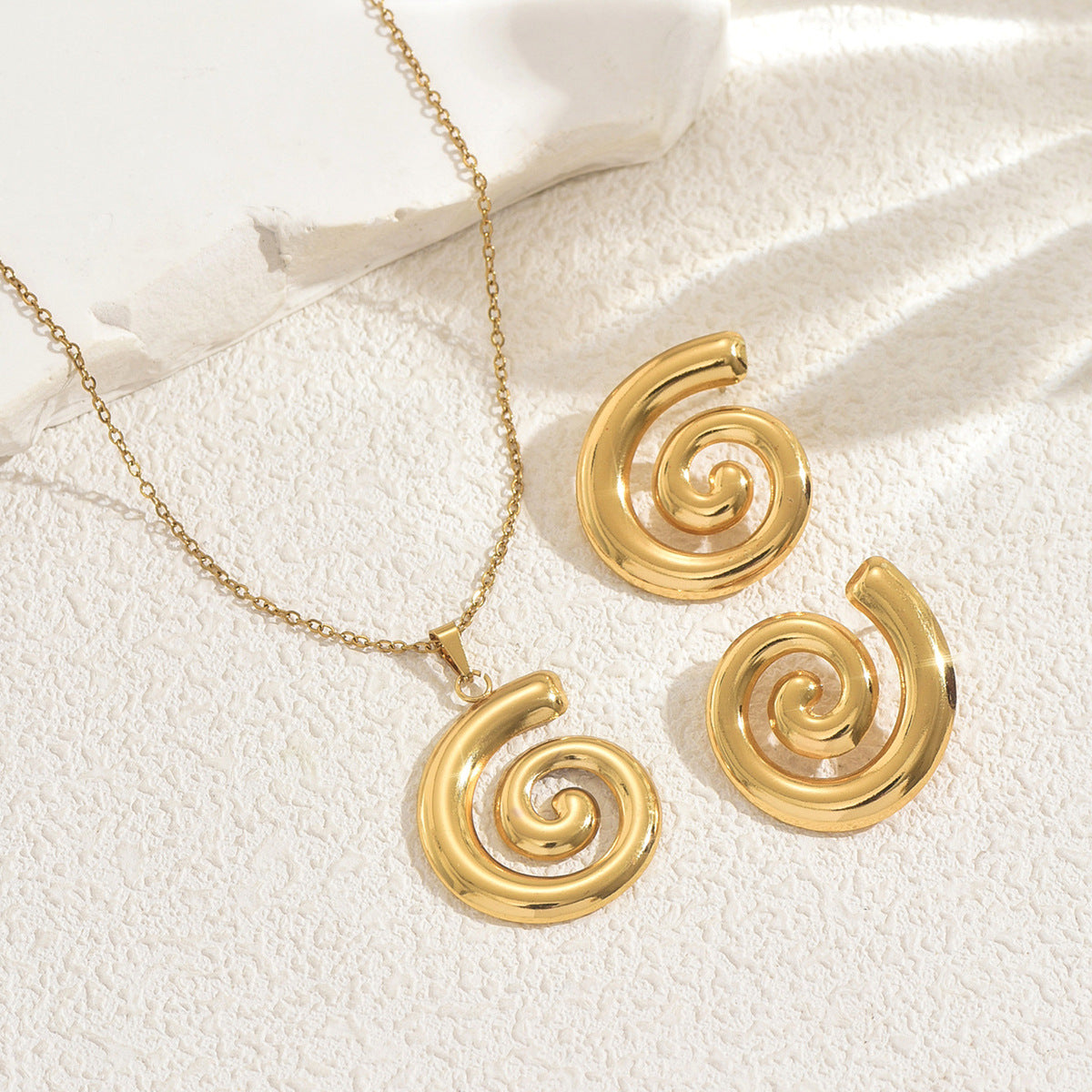 New Trendy Cross-border European American Women Jewelry Set, Gothic Niche Threaded Circle Design Pendant Necklace & Matching Earrings Daily Ornaments For Ladies