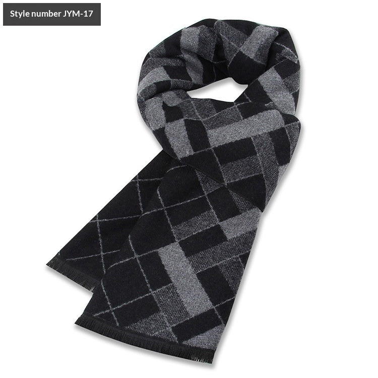 Mens Wool-Blend Plaid Scarf Winter Warmth & Extra Thickness