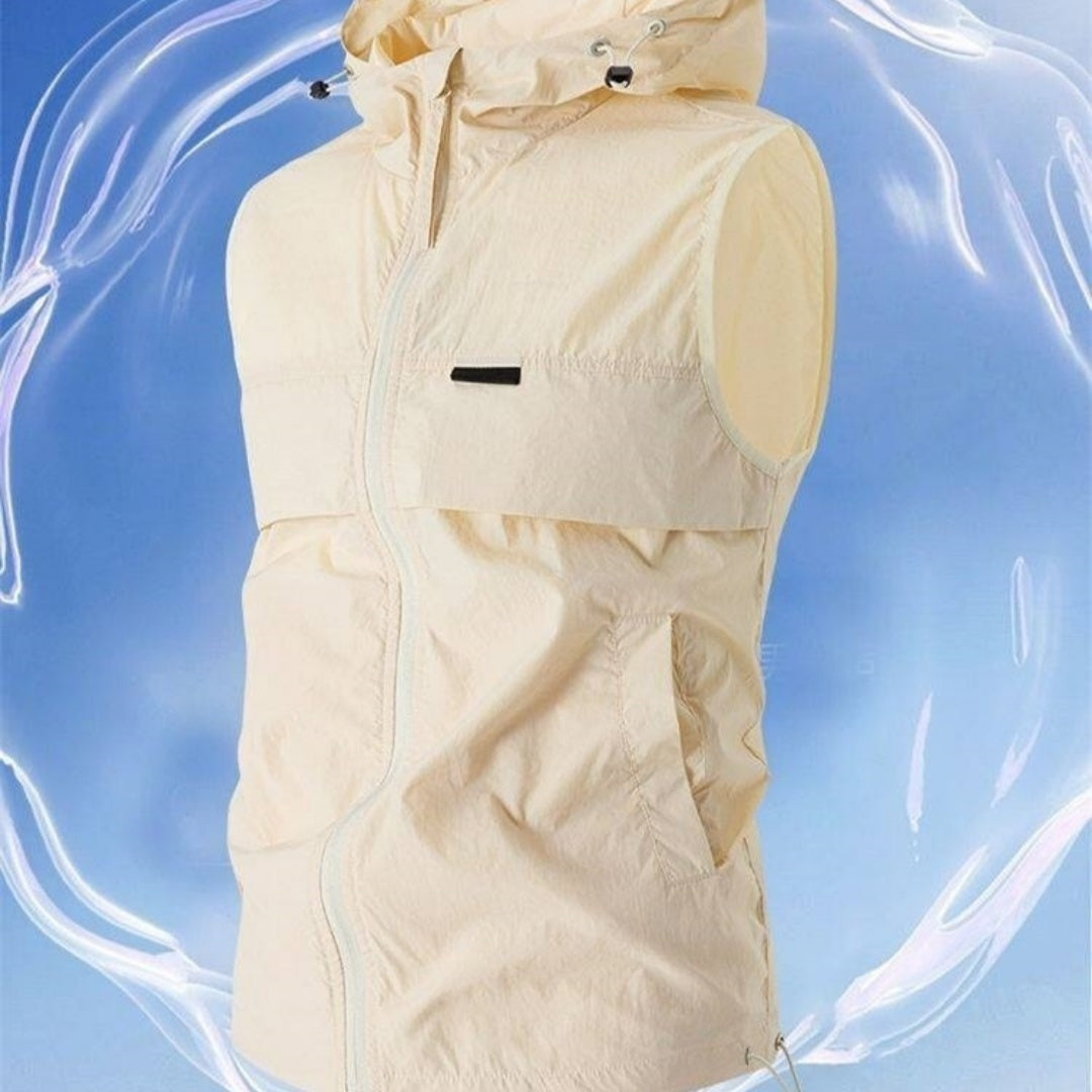 New Mens Sun-protective Jacket Hooded Sleeveless Vest