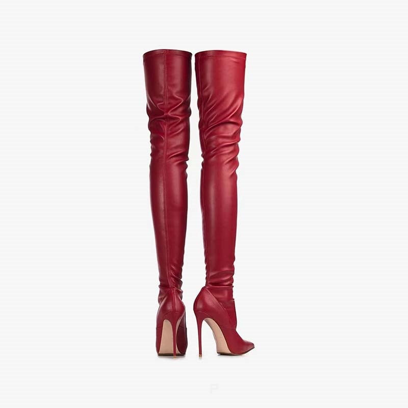 Stiletto-heeled Pointed-toe Thigh-high Boots Sexy Stretchy Skinny Boots
