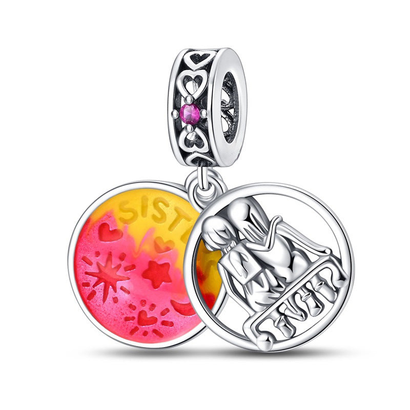 DIY Sisterhood Heart-shaped Bead Pendant Jewelry Accessory