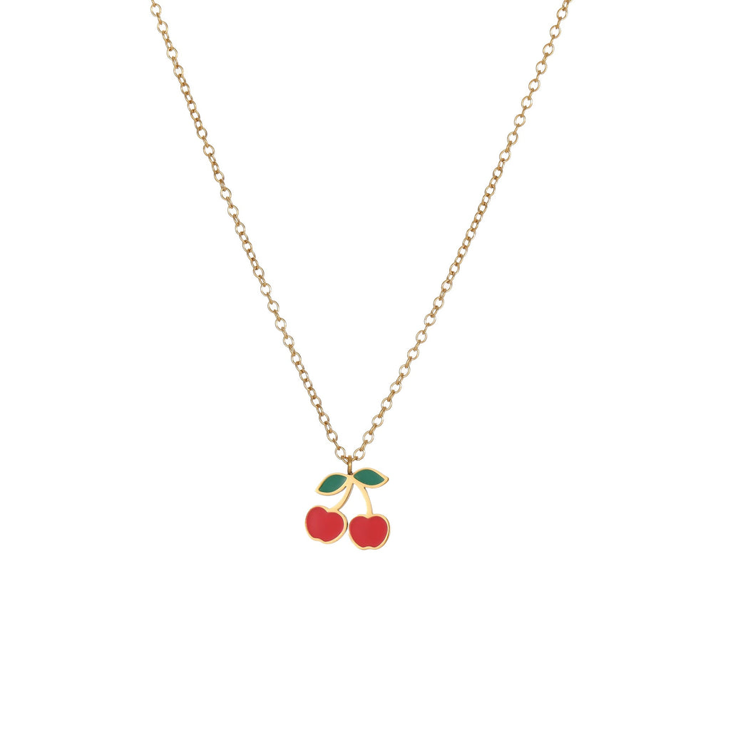 Cherry Necklace Bracelet Titanium Steel Earring Ring Pieces