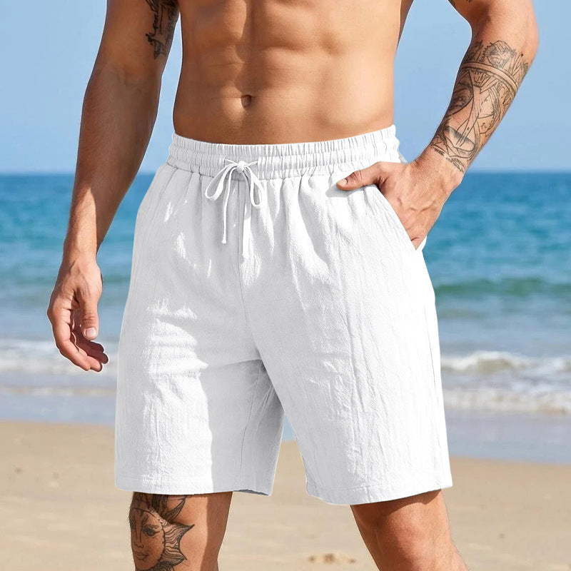 Mens Casual Loose Linen Beach Shorts