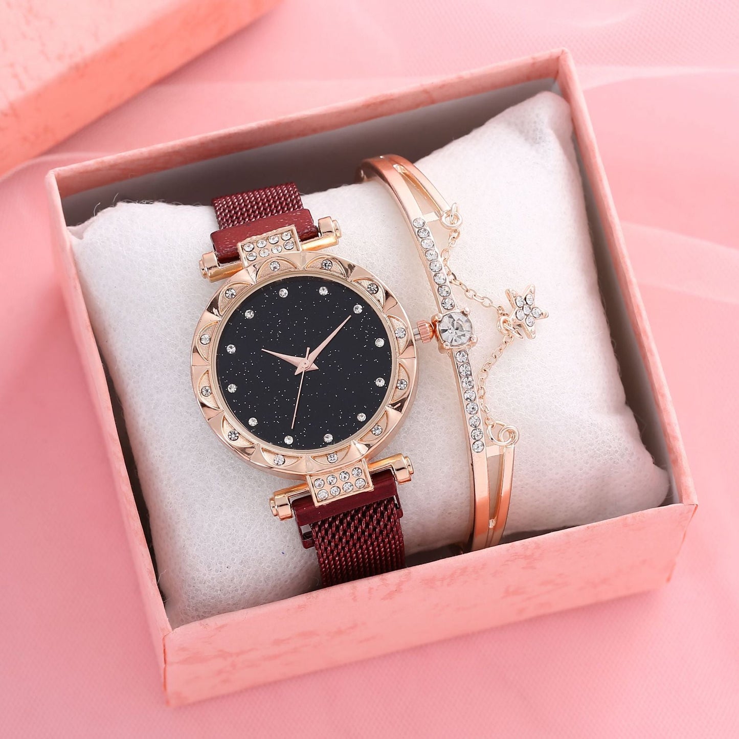 Magnetic Strap Set Womens Quartz Wristwatch
