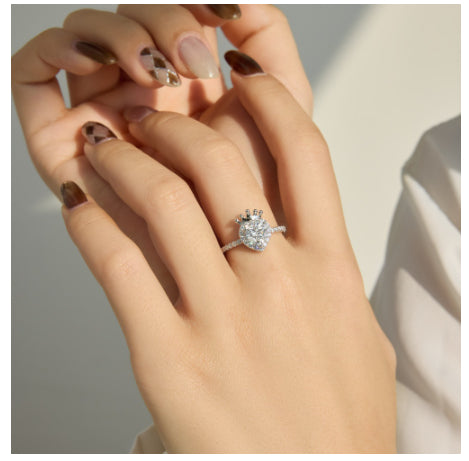 S925 Sterling Silver Crown And Heart Ring For Women