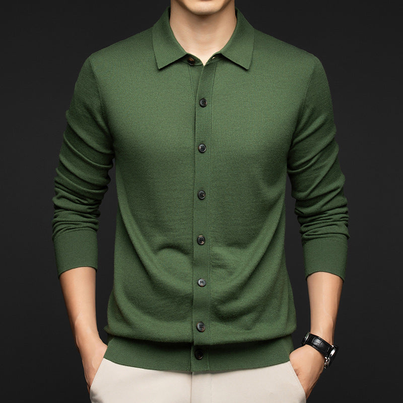 Mens Casual Commuter-style Solid-color Wool Sweater