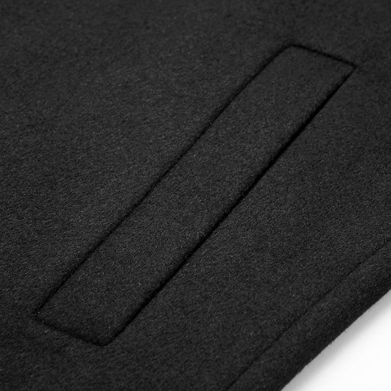 Men's Single-breasted Wool Overcoat With Cotton Lining And Extra Thickness