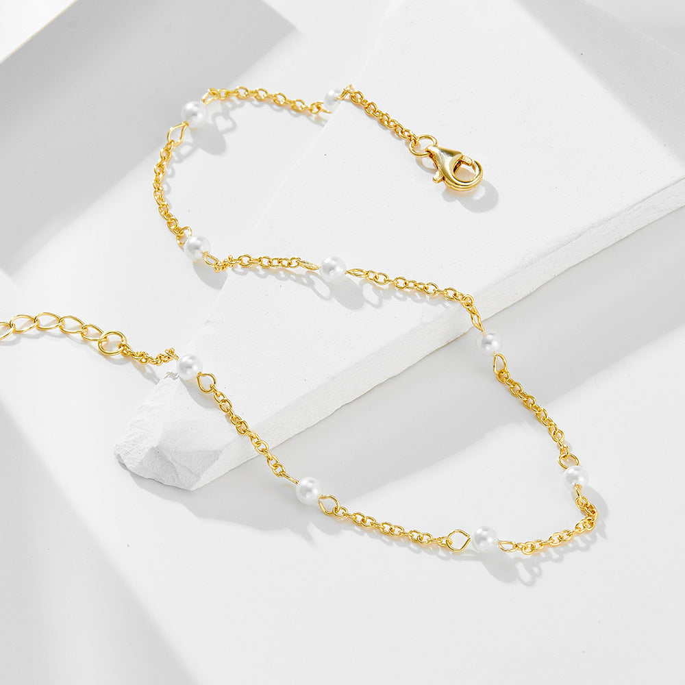 Womens Summer Pearl Beach Anklet