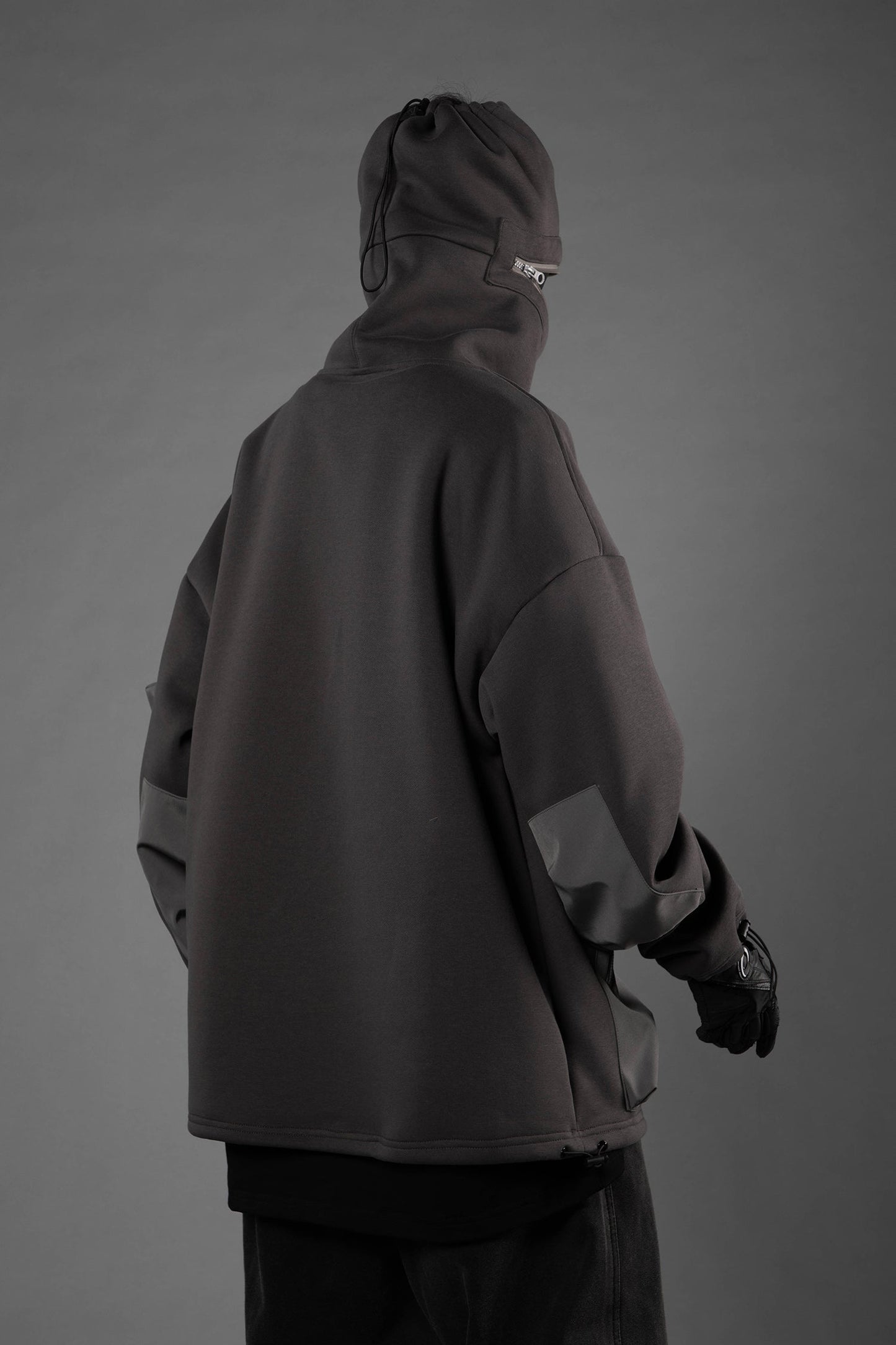Sweat à capuche utilitaire gris HiH33