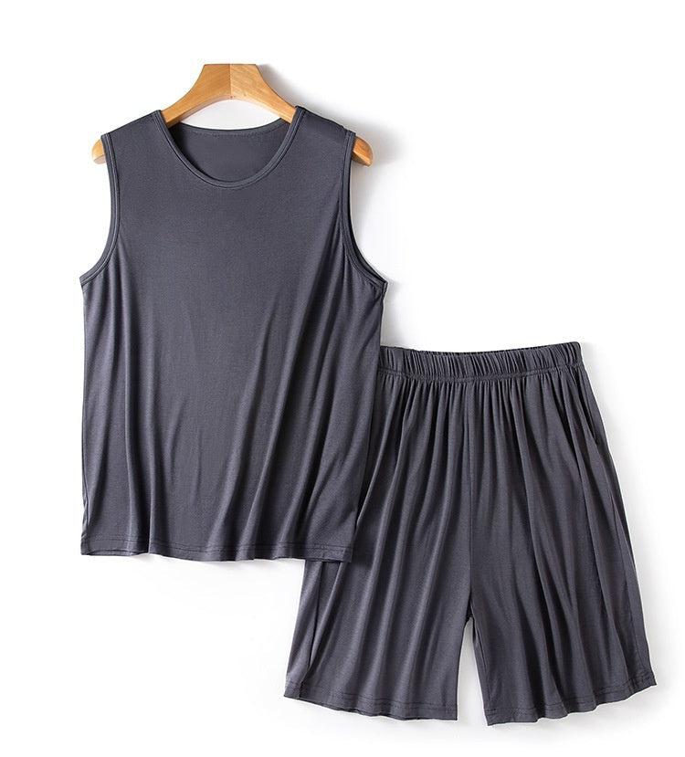 Men's Modal Vest Shorts Summer Loose Plus Size Sleeveless