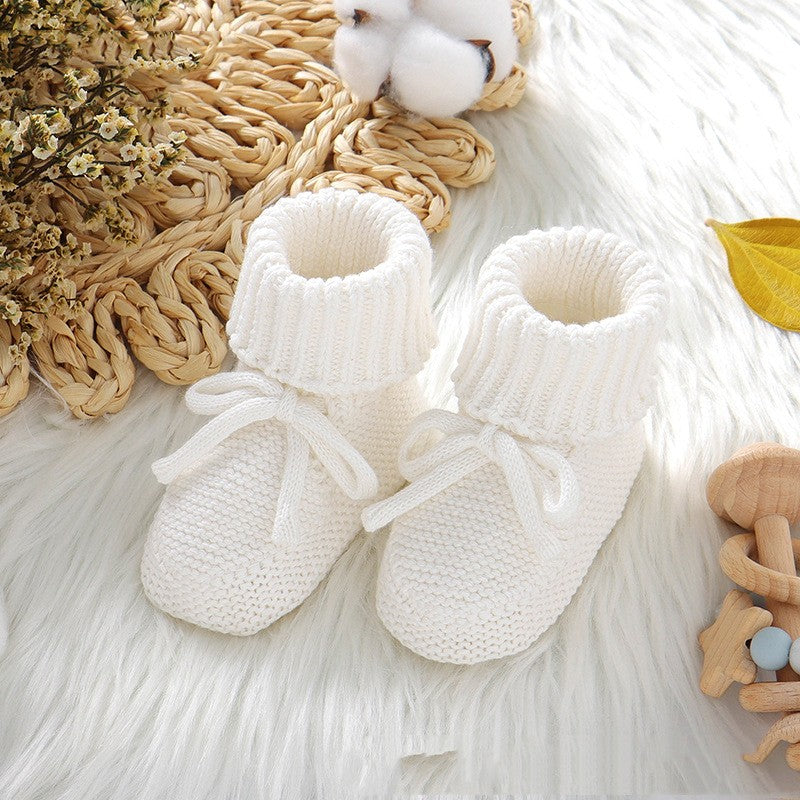 Infant Solid Color Cute Bowknot Knitted Toddler Shoes