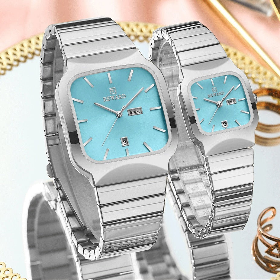Square Double-point Casual Couple Functional Watch