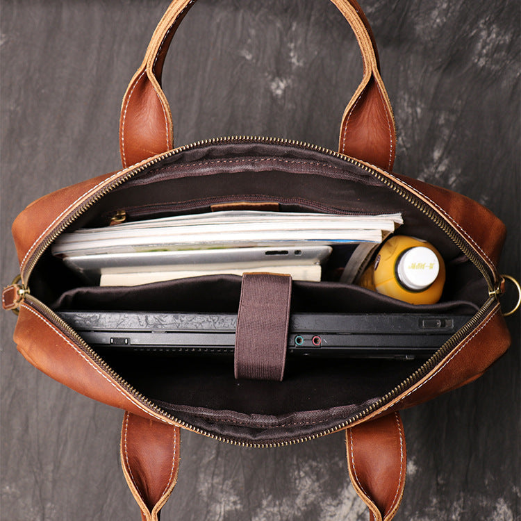 Men's First Layer Cowhide Portable Briefcase