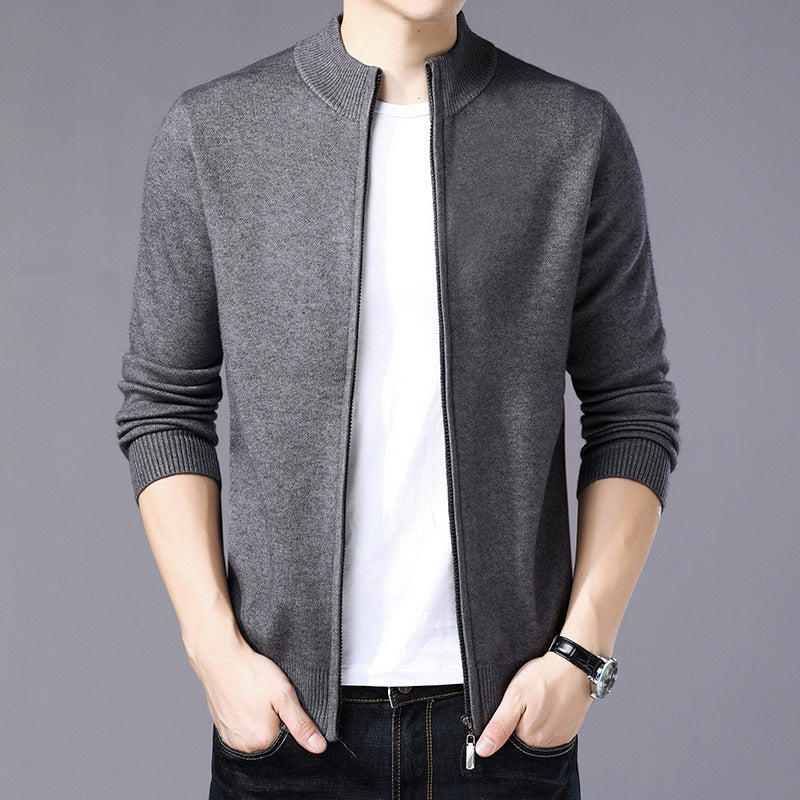 Mens Thickened Warm Solid-color Sweater