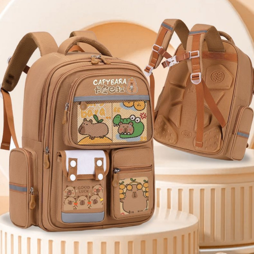 Cartoon Water Dolphin Kapibala Elementary School Backpack