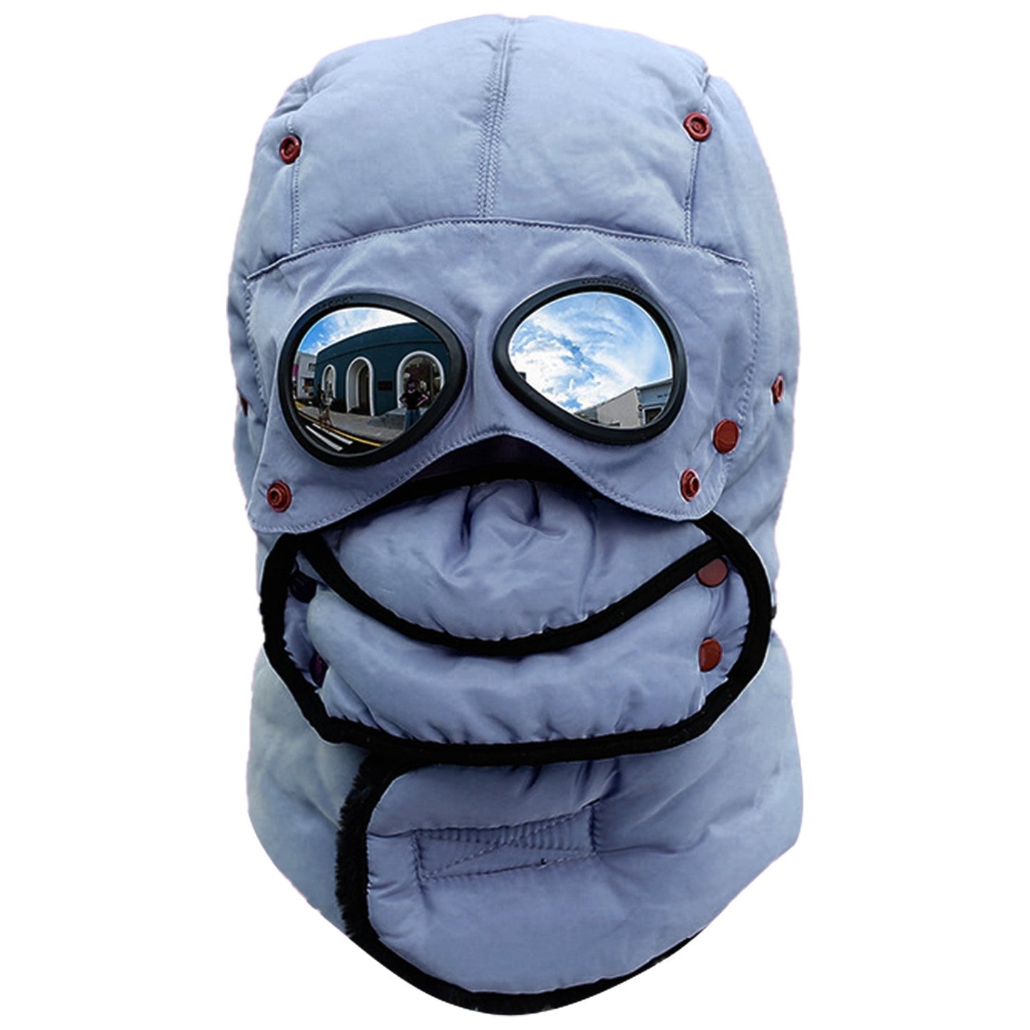 Unisex Thermo Winterbrille Mütze Wärme Trapper Trooper Mütze Winddicht Staubdicht Atmungsaktive Mütze mit Nackenschutz Abnehmbarer Gesichtsmaske zum Skifahren Radfahren R