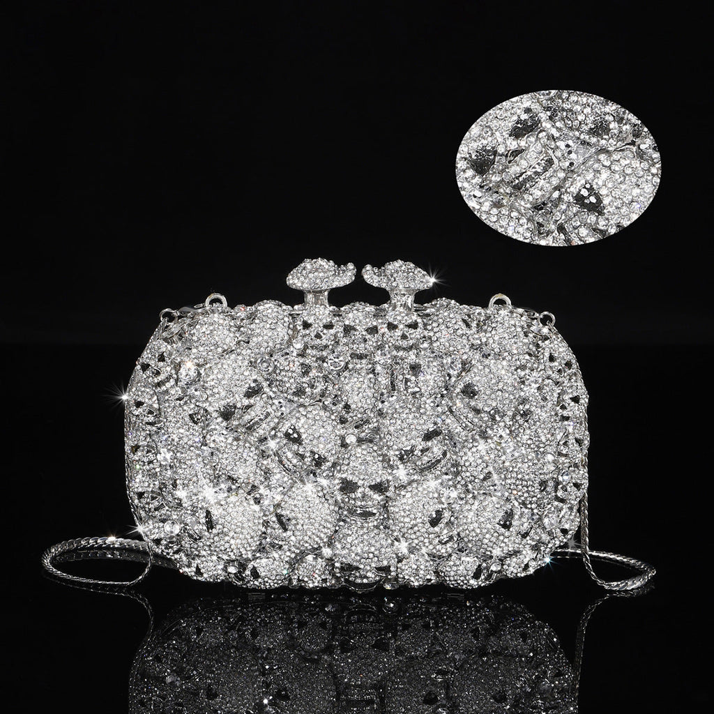 High-end Luxurious Heavy-Embroidered Shiny Champagne Bottle Rhinestone Evening Bag