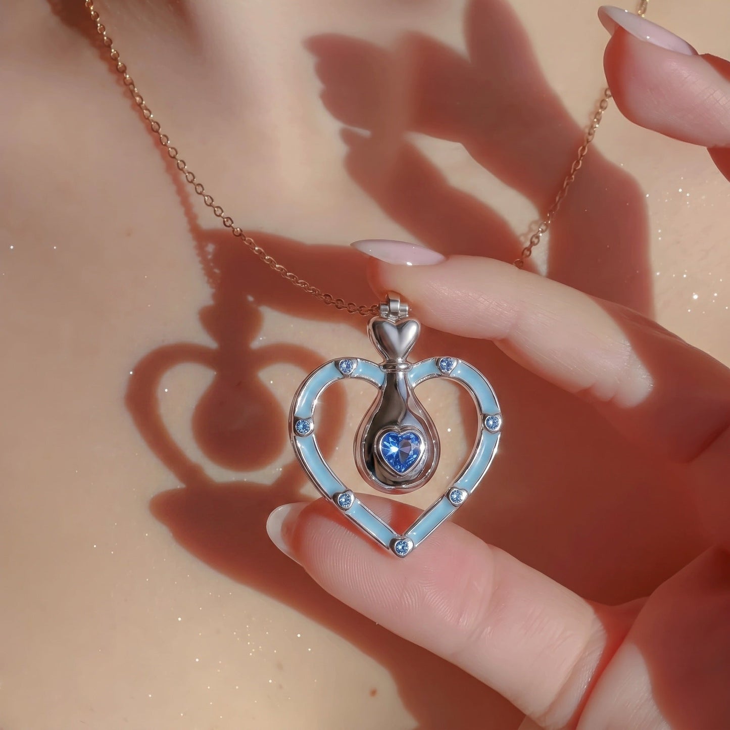 Creative Colorful Quicksand Bottle Zircon-Inlaid Necklace