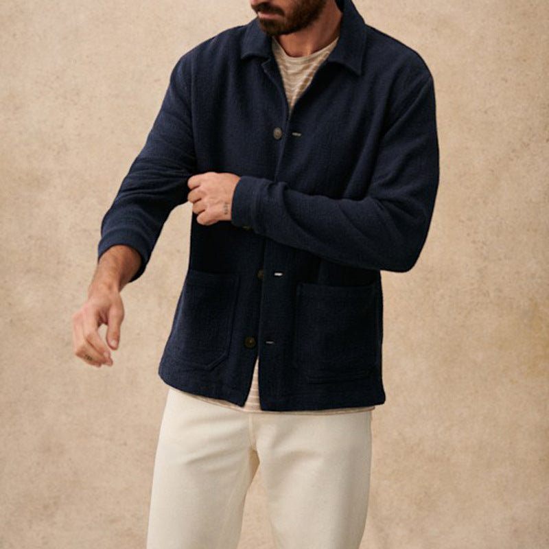 New Fallwinter Mens Casual Knitted Cardigan With A Lapel And Buttons